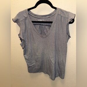 LOFT Women's Short Sleeve Black and White Top